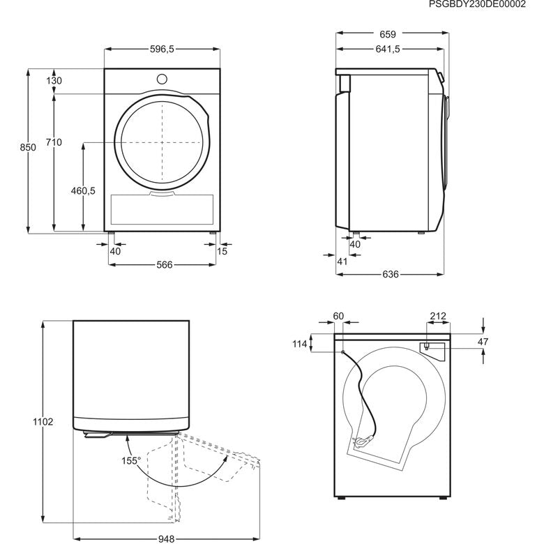 Electrolux EW7H4E10BY asciugatrice Libera installazione Caricamento frontale 10 kg Bianco, Nero