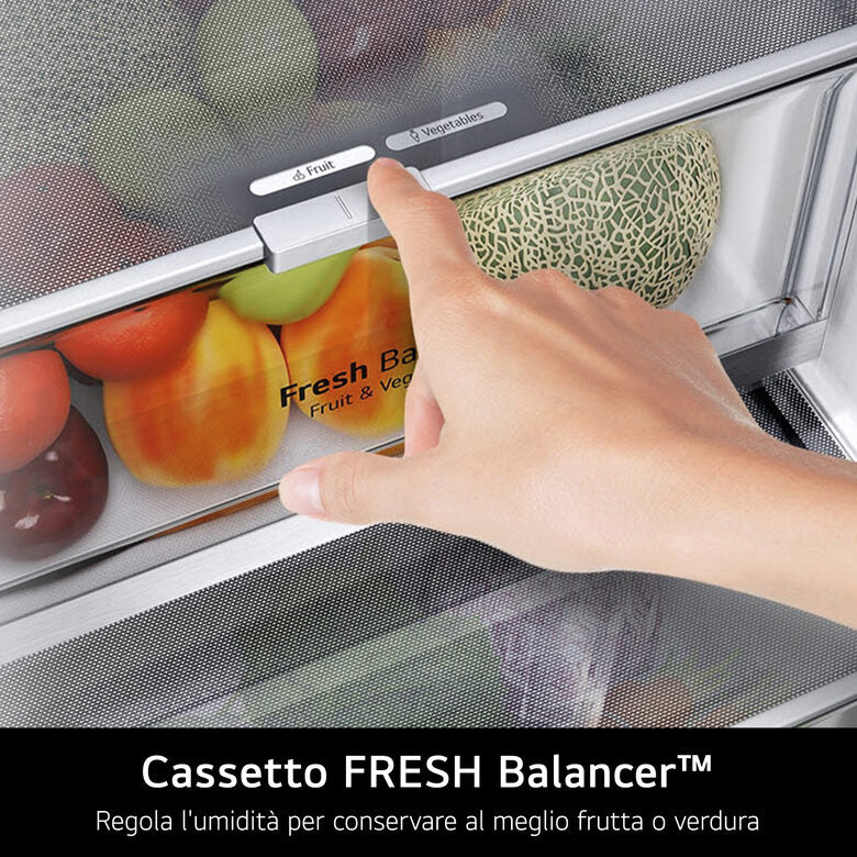 LG GBBW726AMB Frigorifero combinato Fit & Max 70cm, Classe A, 465L, AI Fresh, Wi-Fi, Metal Fresh, Door Cooling, Metal Sorbet