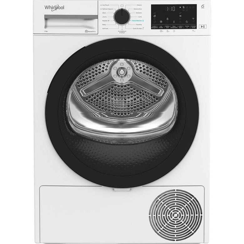 Whirlpool C WD R49M WBS IT Asciugatrice A Libera Installazione 9 Kg, Pompa Di Calore, Tecnologia 6° Senso, Quiet Mode, Classe C, Bianco