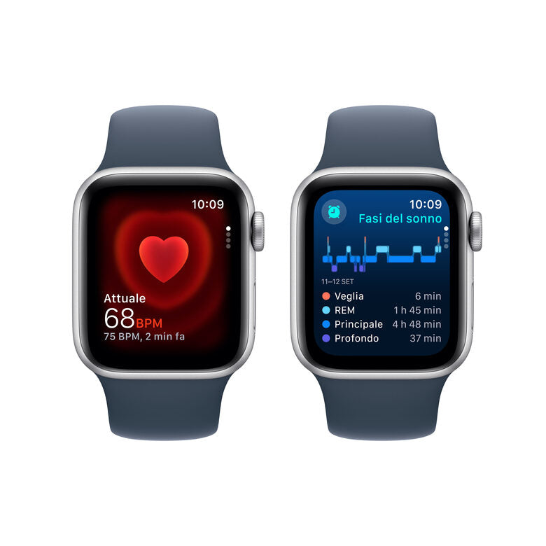 Apple Watch SE GPS Cassa 40mm in Alluminio Argento con Cinturino Sport Blu Tempesta - S/M