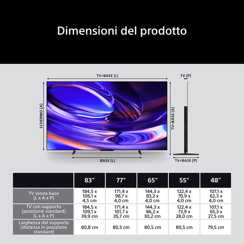 Sony K-83A65 2,11 m (83") 4K Ultra HD Smart TV Wi-Fi Nero
