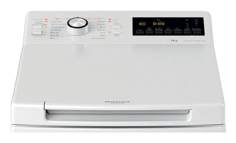 Hotpoint Ariston WMTG725BIT Lavatrice A Carica Dall'alto Libera Installazione 7 Kg, 1200 Giri, Antimacchia, Classe B, Bianco