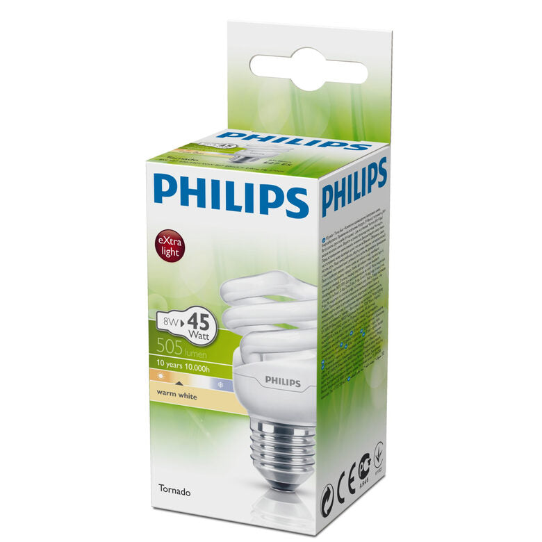 Philips Tornado 8718291117087 energy-saving lamp 8 W E27 Bianco caldo