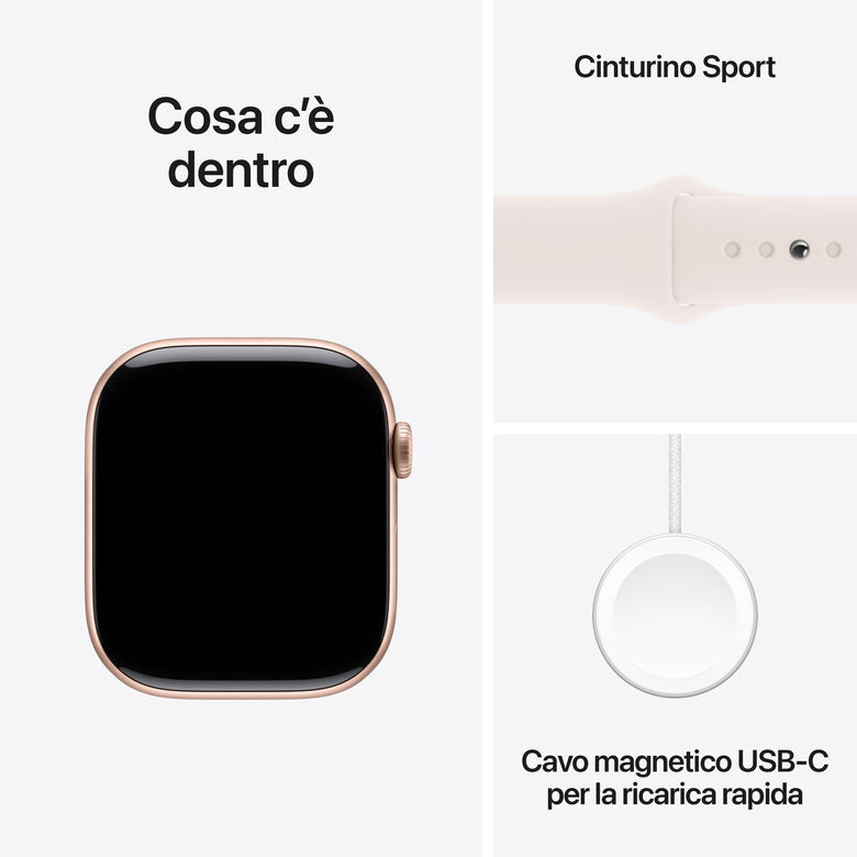 APPLE Watch Series 10 GPS 46mm in alluminio color oro rosa con cinturino Sport rosa fard - S/M