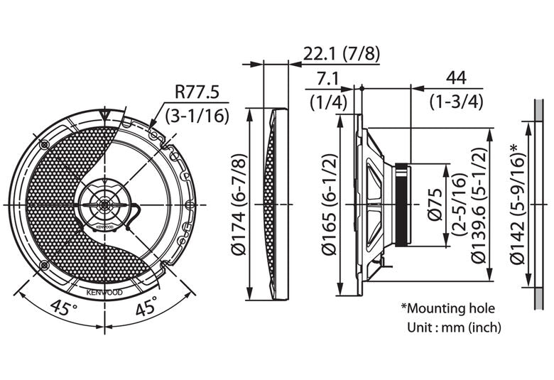 Kenwood KFC-S1767 altoparlante auto Rotondo 2-vie 300 W 1 pz
