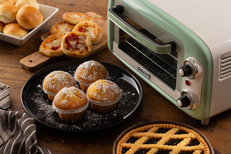 Ariete 3919 Forno Elettrico Vintage, 800W, Capacità 10L, Doppio vetro, Retrò, Verde