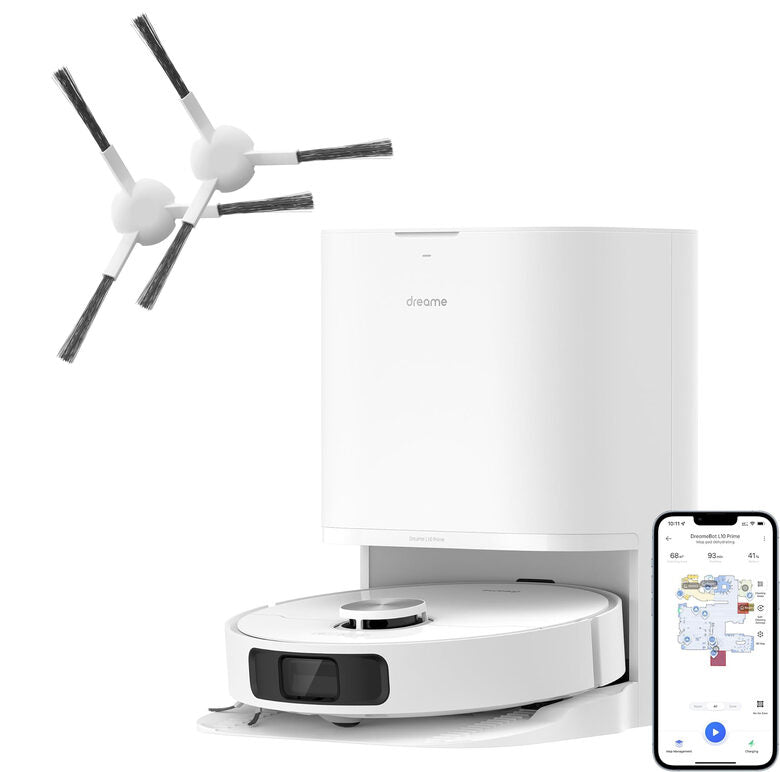 Dreame L10 Prime VM Combo Robot Aspirapolvere con 2 Spazzole laterali aggiuntive(3 in totale), Sollevamento del Mocio da 7 mm, Mocio Autopulente, Navigazione LDS, Aspirazione 4000Pa, Mappatu