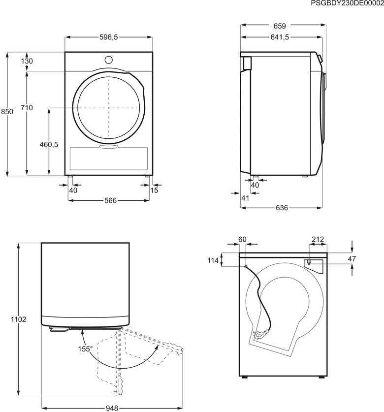 Electrolux EW7HBG28A asciugatrice Libera installazione Caricamento frontale 8 kg Bianco