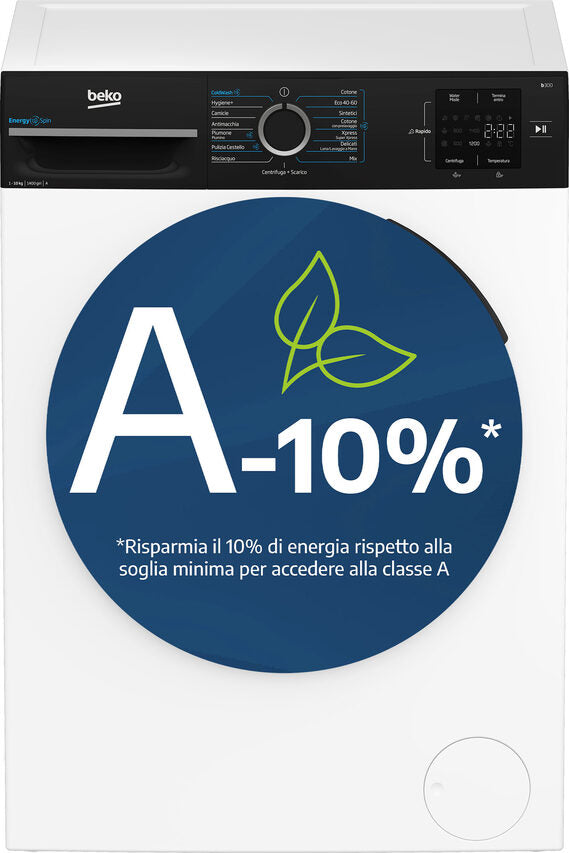 Beko BMWG10147EB B300 Lavatrice A Libera Installazione 10 Kg, 1400 Giri, Classe A, Nero Bianco