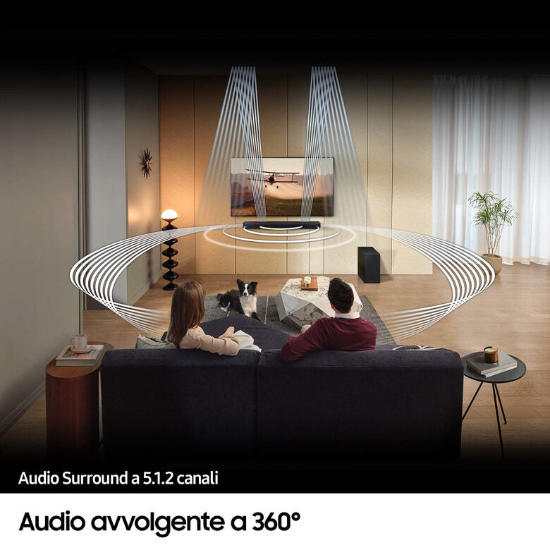 Samsung Soundbar HW-Q800C/ZF Serie Q, 11 speaker, Wireless Dolby Atmos, Audio a 5.1.2 canali, Q-Simphony, Compatibile con Alexa e Google Assistant, Black