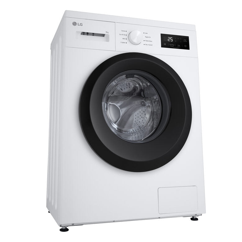 LG F4NA10S8NWK Lavatrice slim 8kg, Classe A, 1400 giri, Programma igiene con vapore, Top rimovibile, White