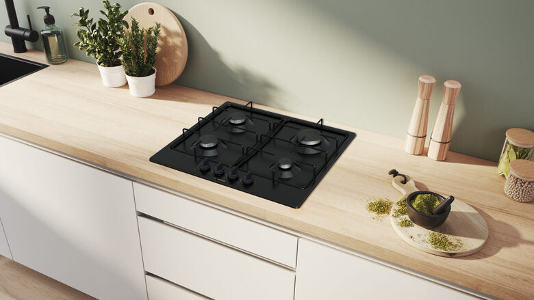 Bosch Serie 4 PGP6B6K80 Piano cottura a gas 60 cm 4 fuochi Acciaio Nero