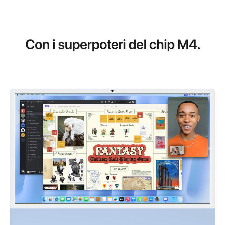 Apple iMac 24"Retina Display 4,5K, Chip M4 con CPU 8‑core, GPU 8‑core, 16GB, 256GB SSD, Blu