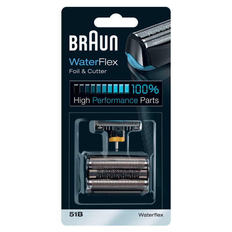 Braun Testina di ricambio rasoio elettrico uomo 51B Nero - Compatibile con i rasoi WaterFl
