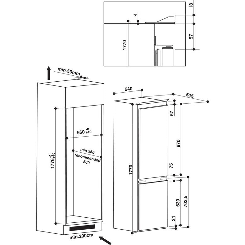 Whirlpool ART6610/A++ frigorifero con congelatore Da incasso 275 L Bianco