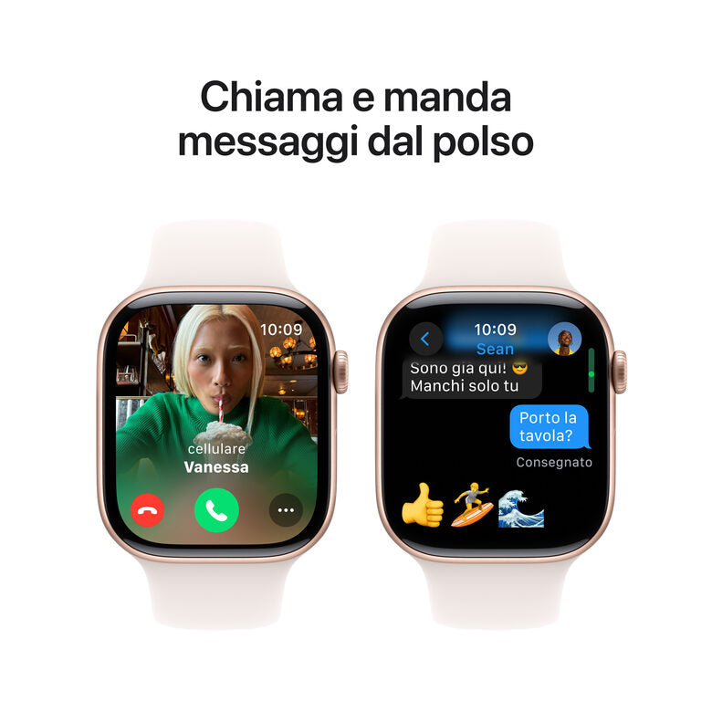 APPLE Watch Series 10 GPS 46mm in alluminio color oro rosa con cinturino Sport rosa fard - S/M