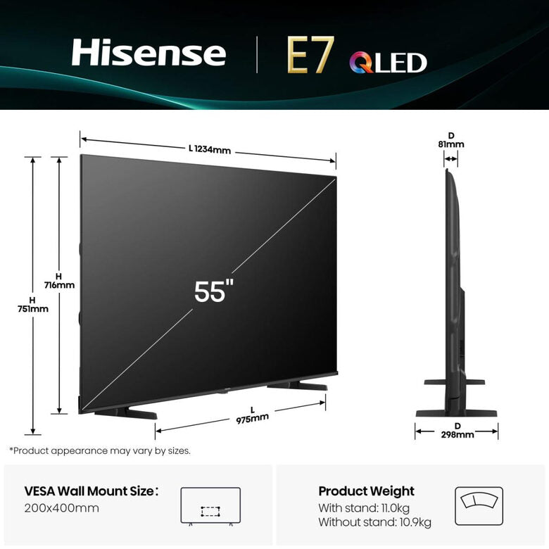 Hisense Smart TV QLED 55" 4K Ultra HD 55E79Q Nero
