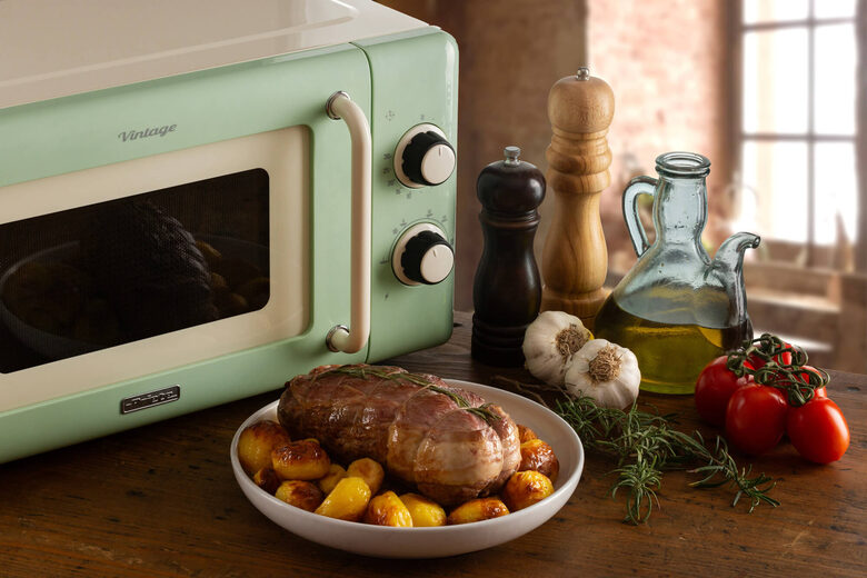 Ariete Linea Vintage 3960 Forno a microonde Vintage, 800W, Capacità 20L, 3 funzioni, 6 livelli di cottura, Timer, Verde