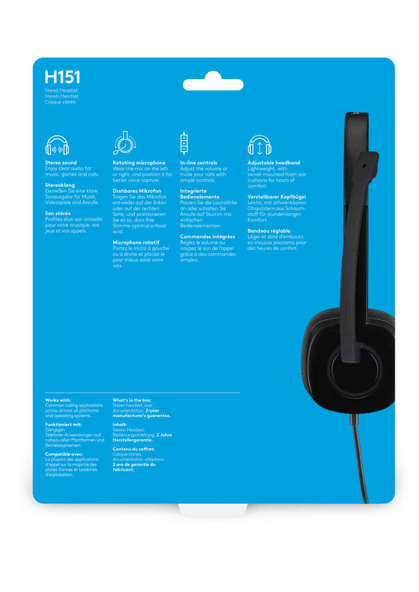 Logitech H151 Auricolare Cablato A Padiglione Ufficio Nero