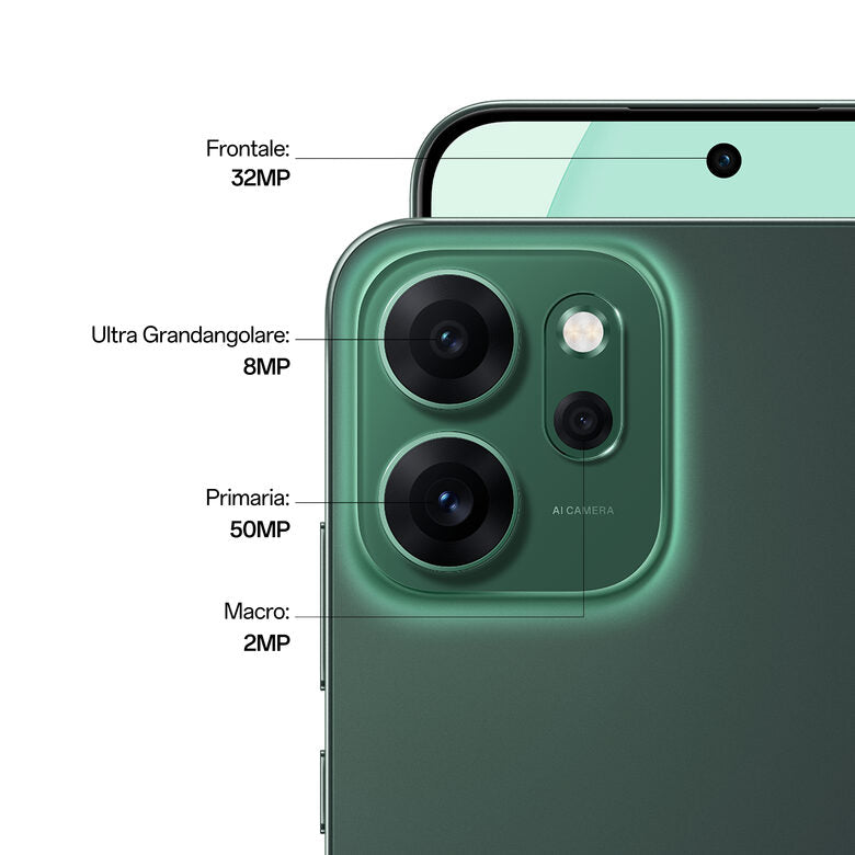 OPPO 14 F 5G Reno14 F Smartphone 5G 16,7 cm (6.57") Doppia SIM Android 15 USB tipo-C 8 GB 256 GB 6000 mAh Verde