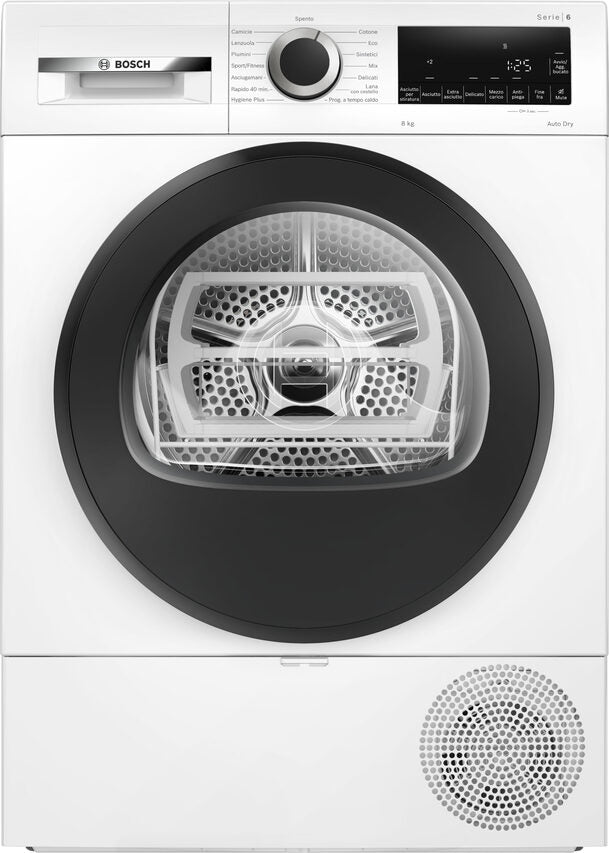 Bosch WQG233d1II Serie 6 Asciugatrice A Libera Installazione 8 Kg, Pompa Di Calore, Auto Dry, Filtro Easy Clean, Classe C, Bianco