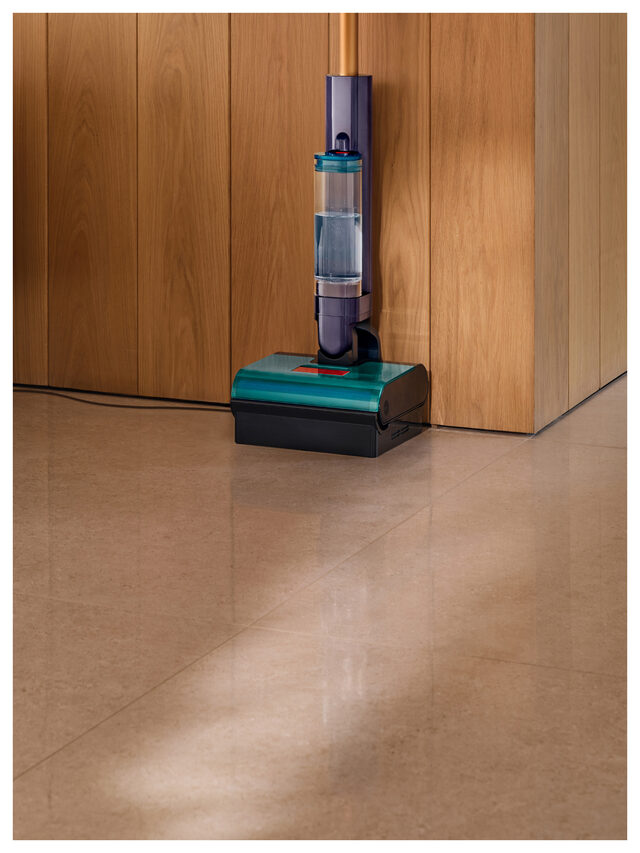 Dyson Clean+Wash Hygiene Scopa elettrica Batteria Secco e bagnato Senza sacchetto Blu, Rame