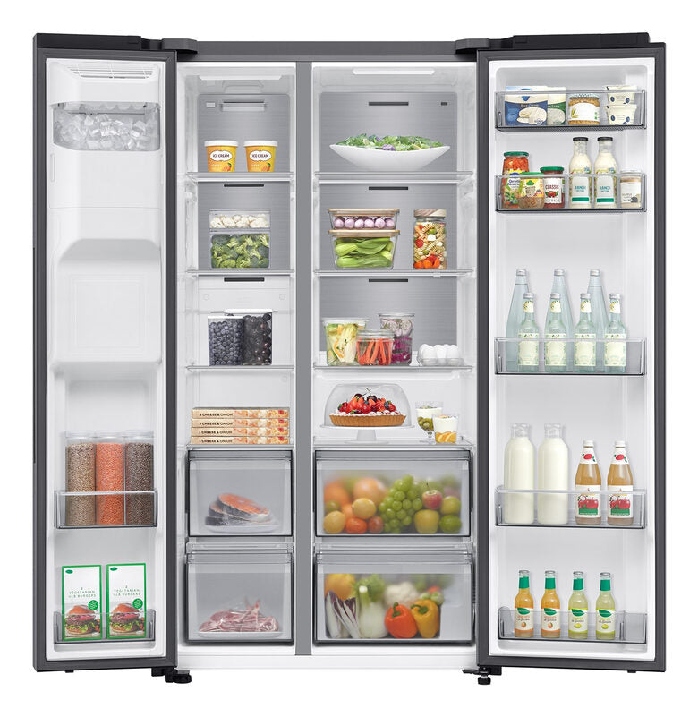 Samsung RS70F64KETEF Frigorifero Side By Side A Libera Installazione, Compressore AI Inverter, Smartthings Energy, AI Hybrid Cooling, Classe E, Acciaio