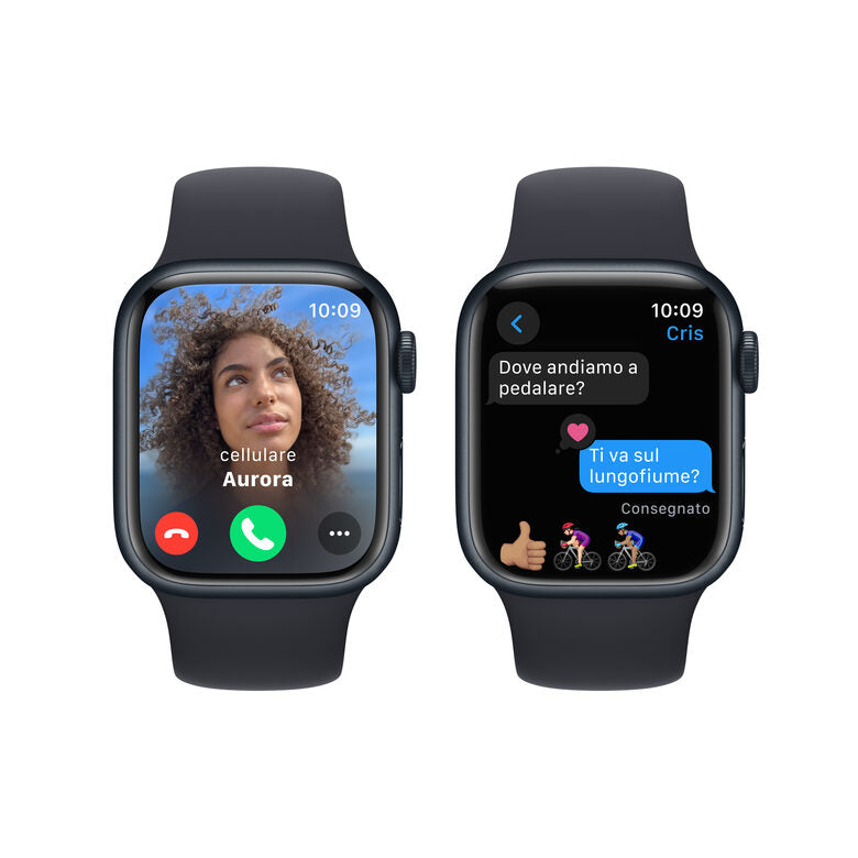 Apple Watch Series 9 GPS Cassa 41mm in Alluminio Mezzanotte con Cinturino Sport Mezzanotte - S/M