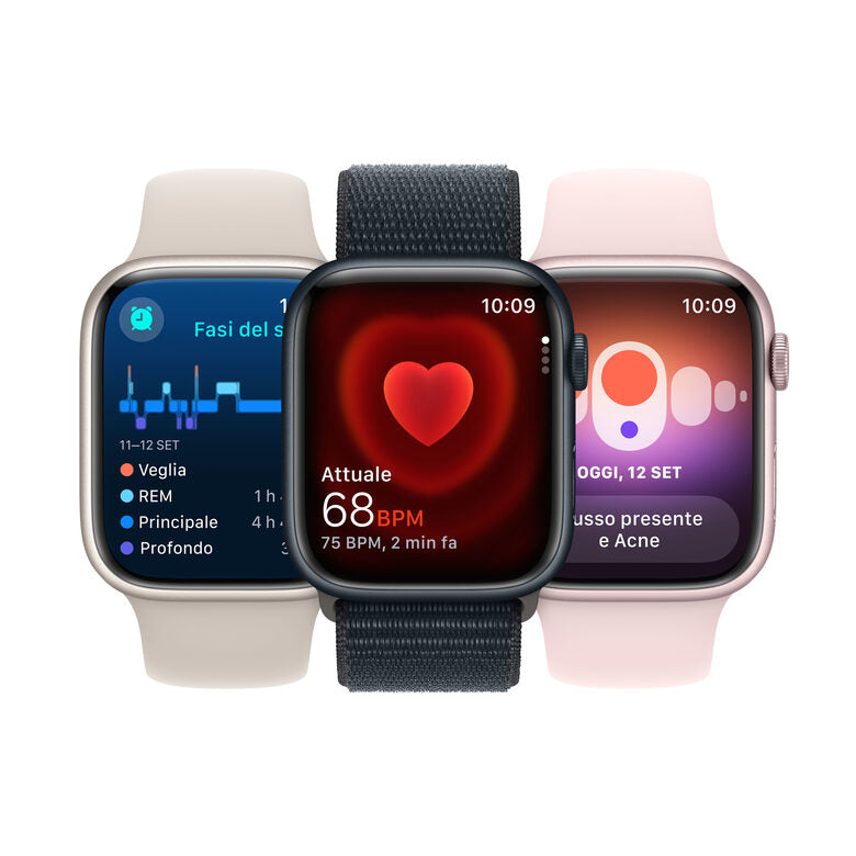Apple Watch Series 9 GPS Cassa 41mm in Alluminio Argento con Cinturino Sport Blu Tempesta - S/M