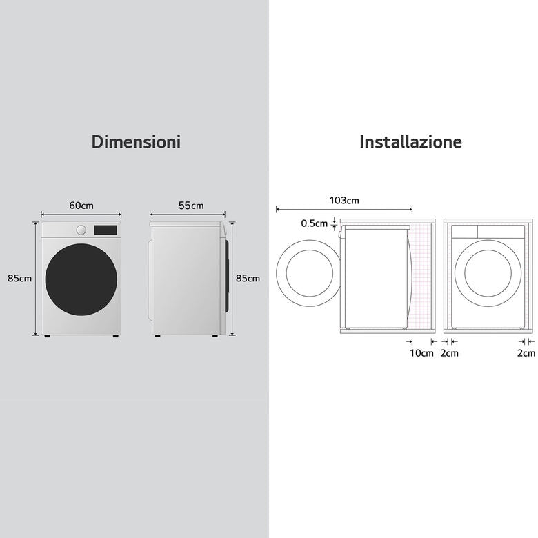 LG F4NX1009NWB Serie X1 Lavatrice Smart A Libera Installazione 9 Kg, 1400 Giri, Wi-Fi, Sistema 6 Motion, Allergy Care, Direct Drive, Classe A, Bianco