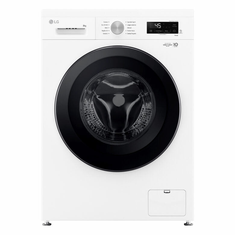 LG F4NX1008NWK Serie X1 Lavatrice Smart A Libera Installazione 8 Kg, 1400 Giri, Allergy Care, Direct Drive, Wi-Fi, Sistema 6 Motion, Classe A, Bianco