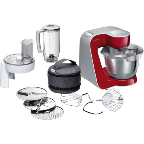 Bosch MUM58720 robot da cucina 1000 W 3,9 L Grigio, Rosso, Stainless steel