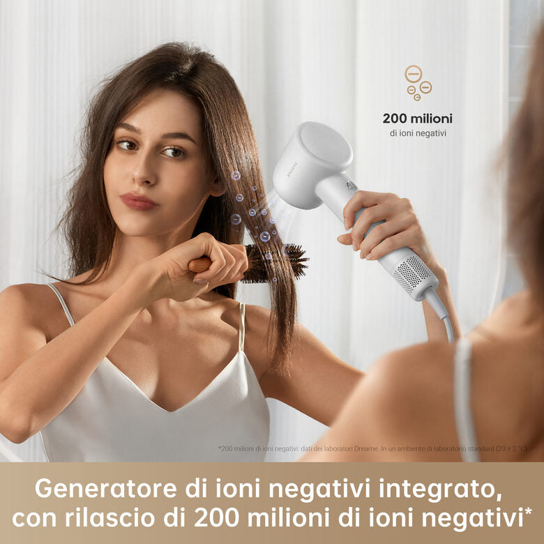 Dreame Hair Dryer Gleam Asciugacapelli ad alta velocità con motore brushless da 110.000 giri/min e 1.600 W, Grigio