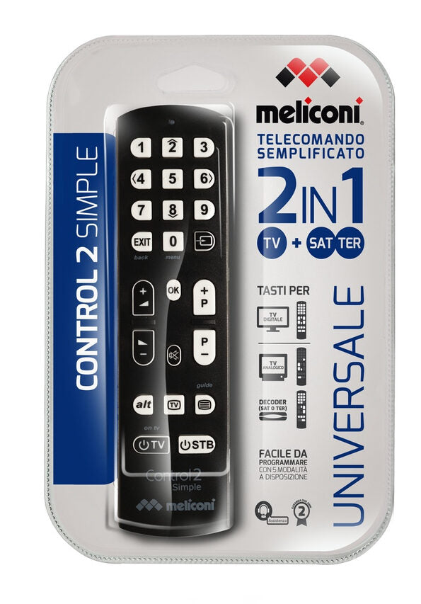 Meliconi Control 2 Simple telecomando IR Wireless TV Pulsanti