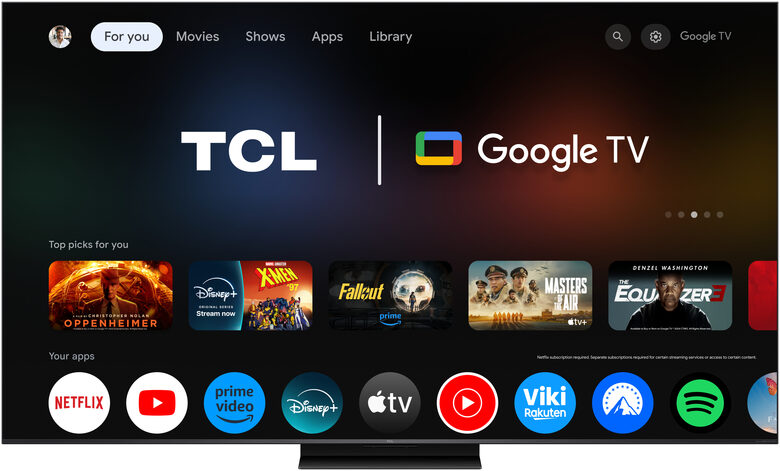 TCL C7L TV 55C7L SQD‑Mini LED da 55", 4K HDR, 2700 nit, 800 zone di dimming, Google TV, 144Hz, Dolby Vision & Atmos, Audio Bang & Olufsen