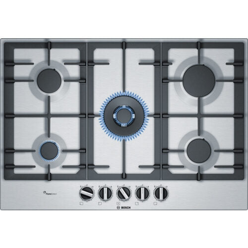 Bosch Serie 6 PCQ7A5B90 piano cottura Acciaio inossidabile Da incasso Gas 5 Fornello(i)