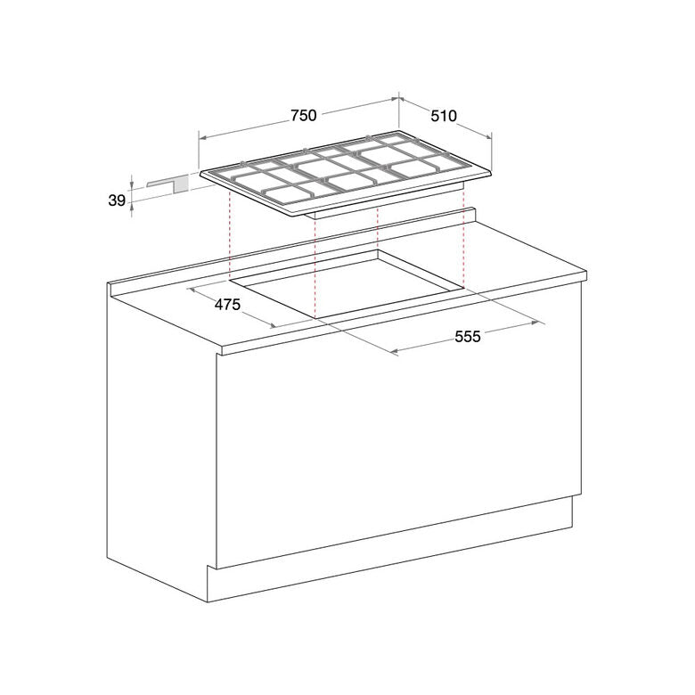 Hotpoint PKL 741 D2/T/IX/HA piano cottura Acciaio inossidabile Da incasso Gas 4 Fornello(i)