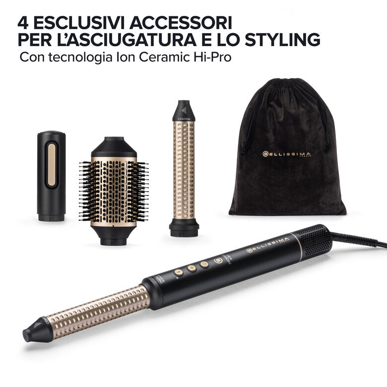 Bellissima Prodigy | Styler Digitale ad aria calda 4 in 1 - Onde, Ricci, Liscio Volume Senza Danni ai Capelli - Tecnologia Ion-Ceramic HI-Pro - Tecnologia Coanda - Controllo del Calore