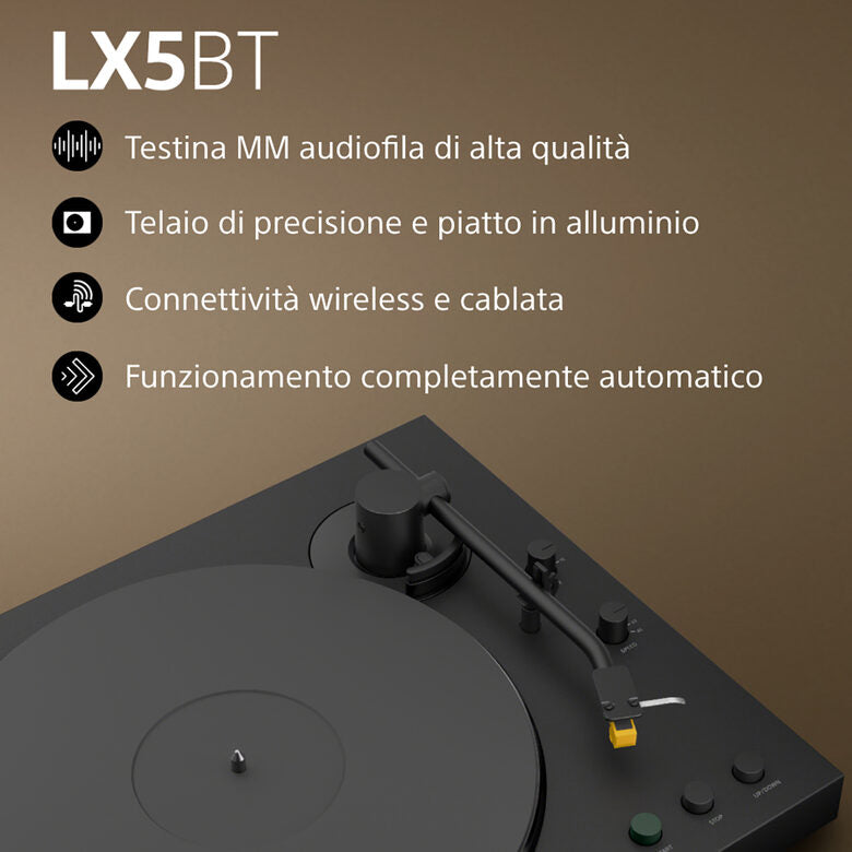 Sony PS-LX5BT Giradischi con trasmissione a cinghia Nero Automatico