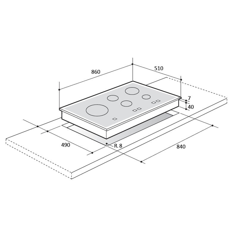 Whirlpool GMR 9542/IXL piano cottura Acciaio inossidabile Da incasso 86 cm Gas 5 Fornello(i)