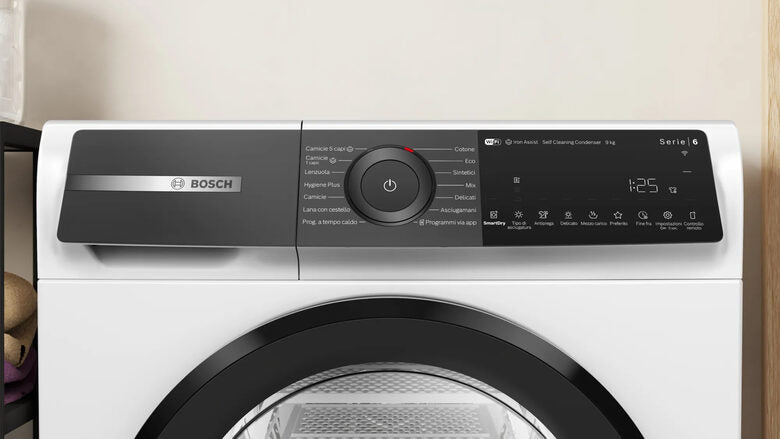 Bosch WQH245A0IT Serie 6 Asciugatrice A Libera Installazione 9 Kg, Pompa Di Calore, Auto Dry, Condensatore Autopulente, SmartDry, Classe C, Bianco