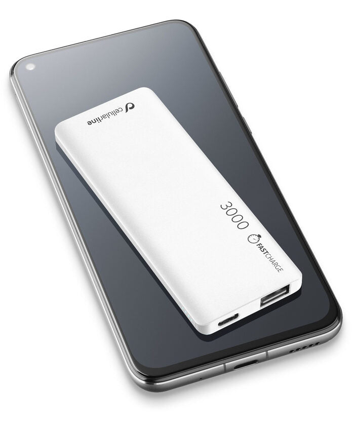 Cellularline FreePower Slim 3000 - Universale Caricabatterie portatile ultrasottile Bianco