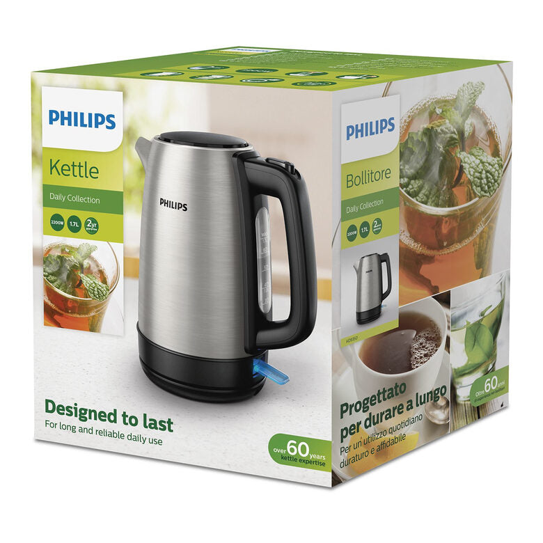 Philips Daily Collection Bollitore in metallo da 1,7 l con spia e coperchio a molla