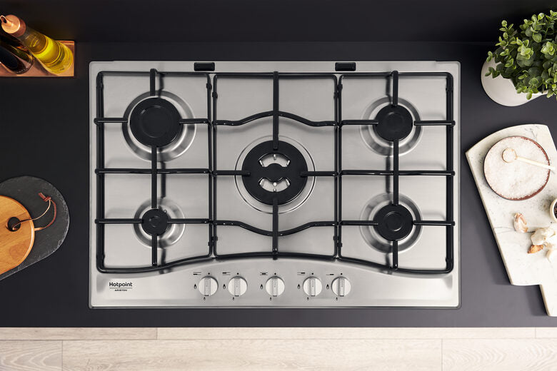 Hotpoint PCN 752 T/IX/HAR piano cottura Acciaio inossidabile Da incasso 75 cm Gas 5 Fornello(i)