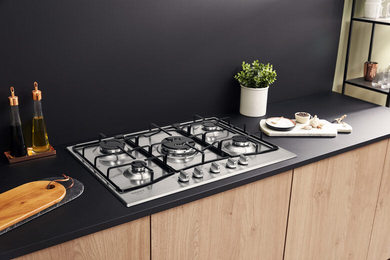 Hotpoint PCN 752 T/IX/HAR piano cottura Acciaio inossidabile Da incasso 75 cm Gas 5 Fornello(i)