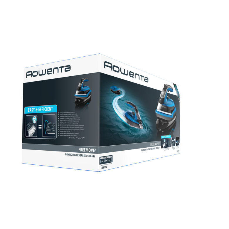 Rowenta DE5010 Freemove Ferro da Stiro a Vapore Senza Filo, 2400W, Quantità di vapore variabile 120 g/min, Nero/Blu