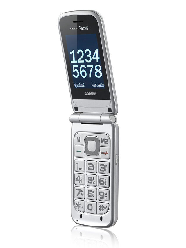 Brondi Amico Grande Silver 6,1 cm (2.4") 95 g Argento Telefono cellulare basico