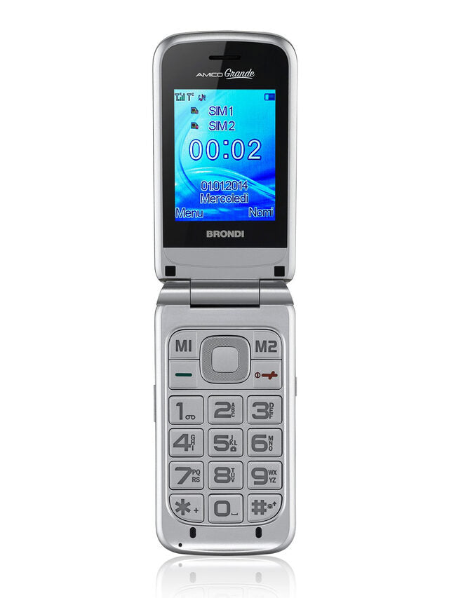 Brondi Amico Grande Silver 6,1 cm (2.4") 95 g Argento Telefono cellulare basico