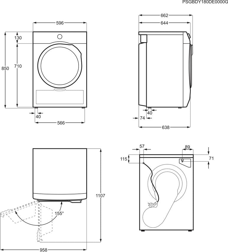 Electrolux EW6H1ZBG9C asciugatrice Libera installazione Caricamento frontale 9 kg Bianco, Nero