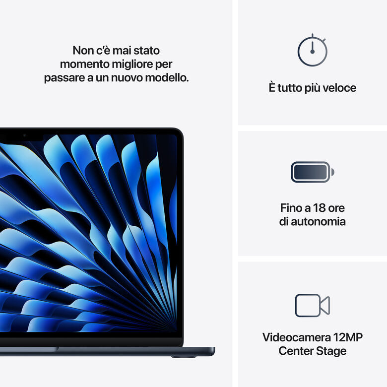 Apple MacBook Air 13'' M4 chip 10-core CPU 10-core GPU, 16GB, 512GB SSD - Mezzanotte